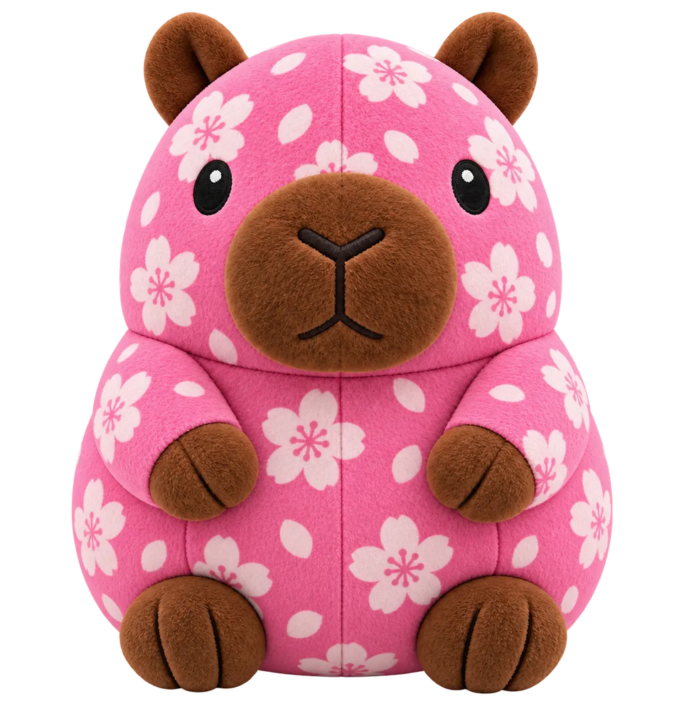 Blossom, a pink cherry blossom Capy Pals collectible plush capybara