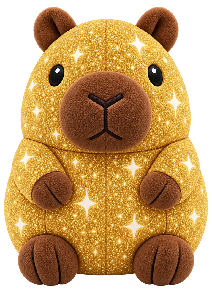 Goldie, the secret gold glitter Capy Pals collectible plush capybara