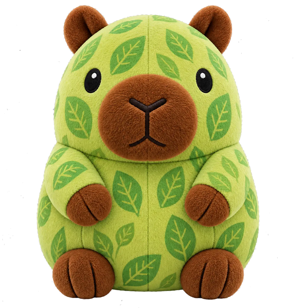 Leafy, a green leafy Capy Pals collectible plush capybara